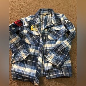 Boys blue flannel by monster republic size 10